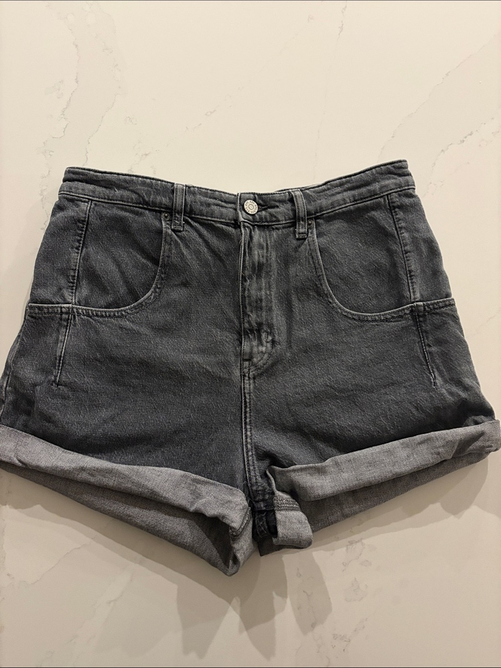 BDG Washed Black Cuffed High-Rise Jean Shorts SZ 31